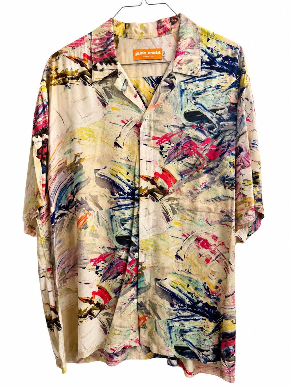 Jams World Abstract Paint-Print Button Shirt — Multicolor XL